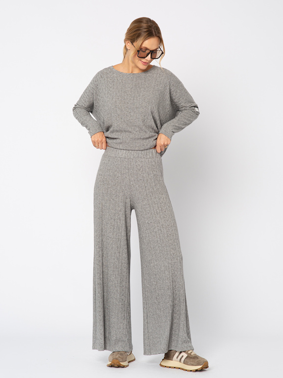 Szare dzianinowe spodnie warkocz Marie