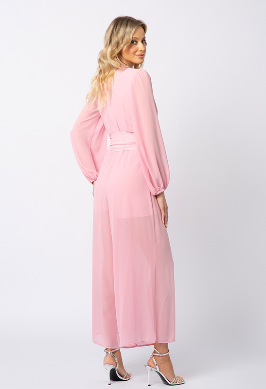 Rózowy szyfonowy kombinezon Madelyn