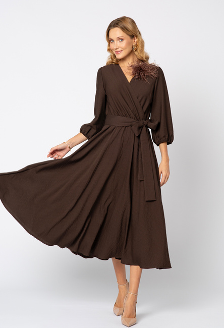 Czekoladowa sukienka z wiskozy Amelie