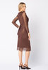 Brązowa sukienka z połyskiem i drapowaniem w talii Brigitte