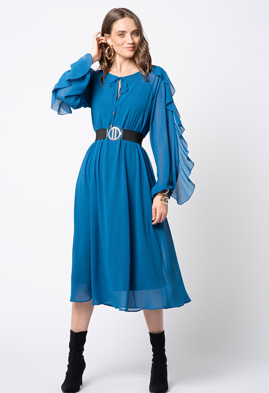 Sukienka z szyfonu w kolorze petrol blue Claire