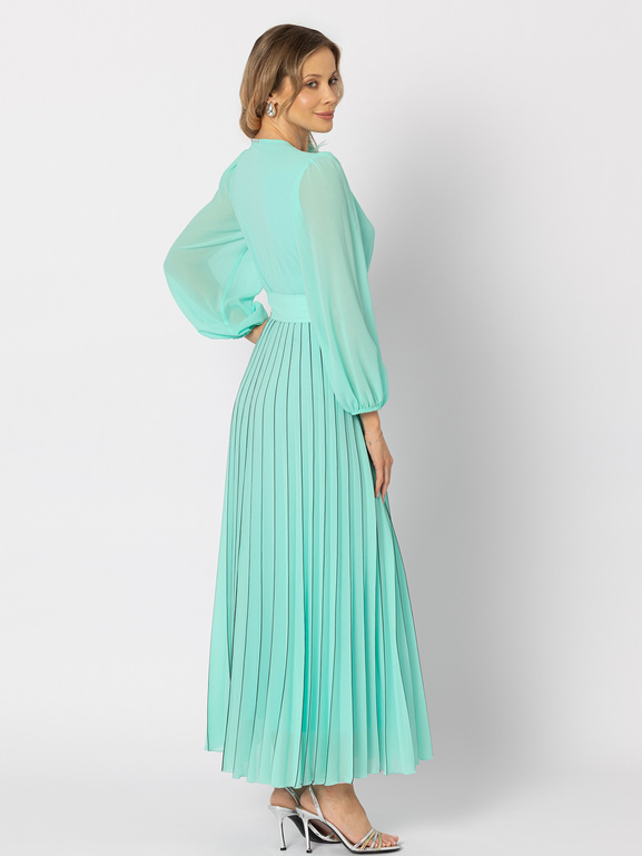 Miętowa sukienka z plisowanym dołem Grace