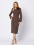 Dopasowana czekoladowa sukienka z długim rękawem Rebecca