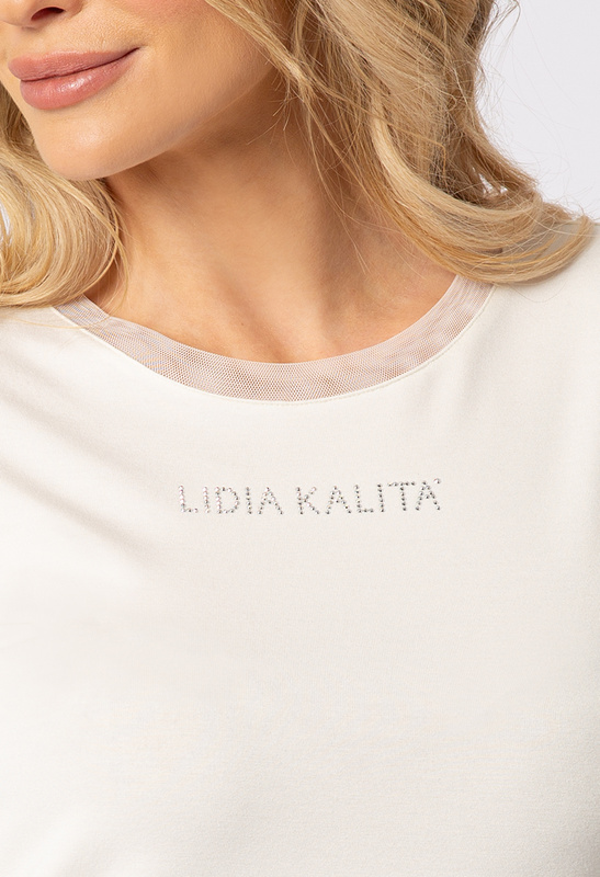 Waniliowy t-shirt z wiskozy