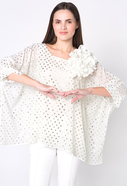 Bluzka z szyfonu w złote grochy Oviedo