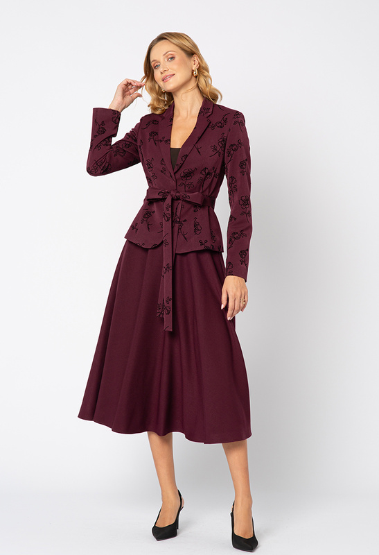 Burgundowa rozkloszowana spódnica Simon