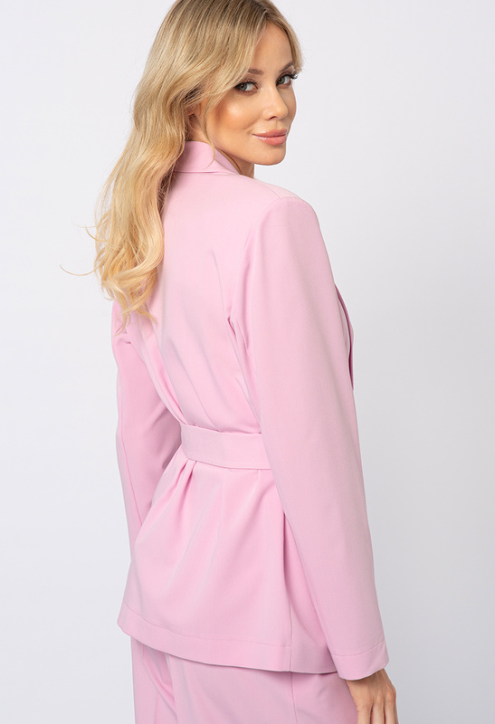 Różowa marynarka z wiązaniem Sally