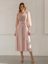 Sukienka z tafty z wiązaniem pudrowy róż