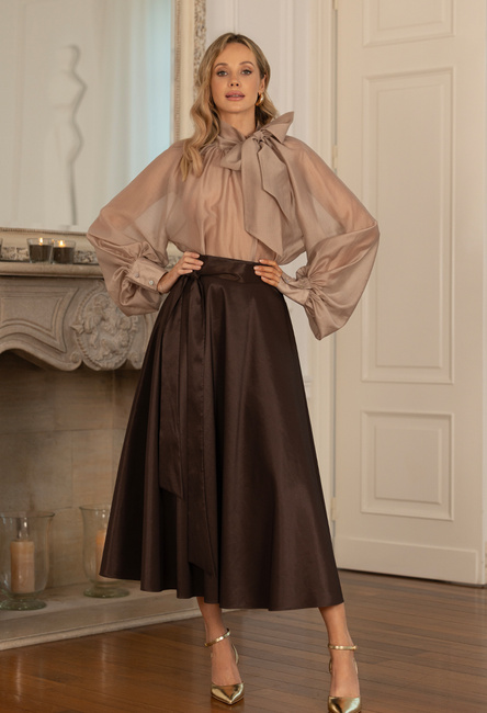 Brązowa spódnica z tafty Noisette