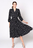 Czarna sukienka z wiskozy w drobne grochy Ginette