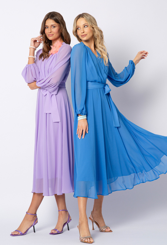 Sukienka z lawendowego szyfonu Olympia