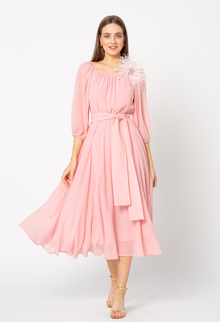 Sukienka z różowego szyfonu Vichy