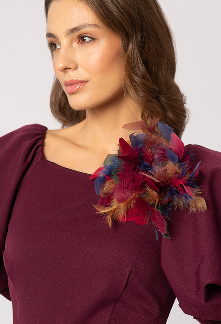 Broszka z piórek multikolor