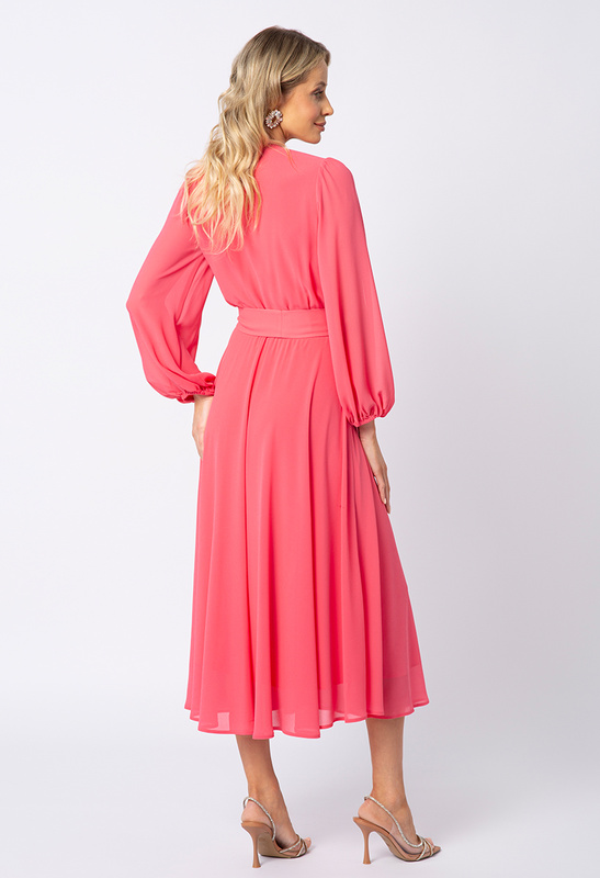 Sukienka z koralowego szyfonu Olympia