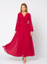 Sukienka w kolorze karminowym z ozdobną talią i szerszym rękawem Magdalene