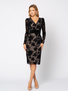 Sukienka z czarnym flokowanym wzorem Tosca