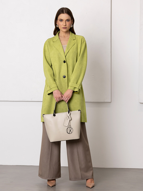 Płaszcz damski zapinany limonkowy