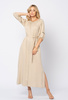 Beżowa sukienka z wiskozy z kontrastową nitką Tally