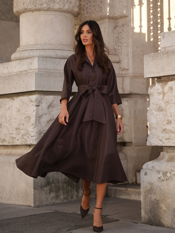 Czekoladowa sukienka z tafty Charlotte