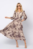 Sukienka z wiskozy w beżowo-brązowe wzory Halvas