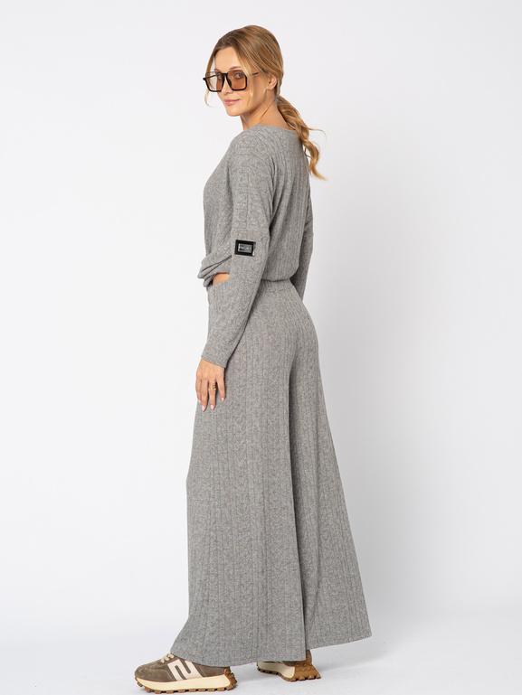Szare dzianinowe spodnie warkocz Marie