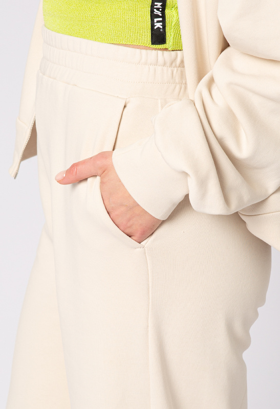 Beżowe szerokie spodnie bawełniane Jane