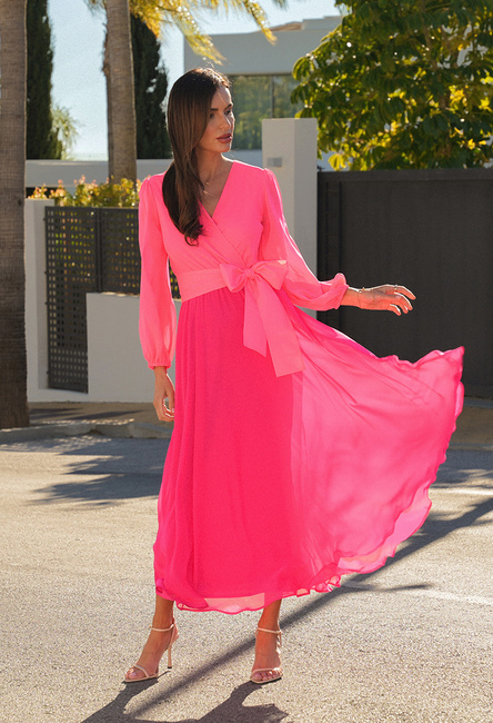 Sukienka szyfonowa róż z fuksją Sydney