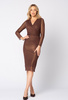 Brązowa sukienka z połyskiem i drapowaniem w talii Brigitte