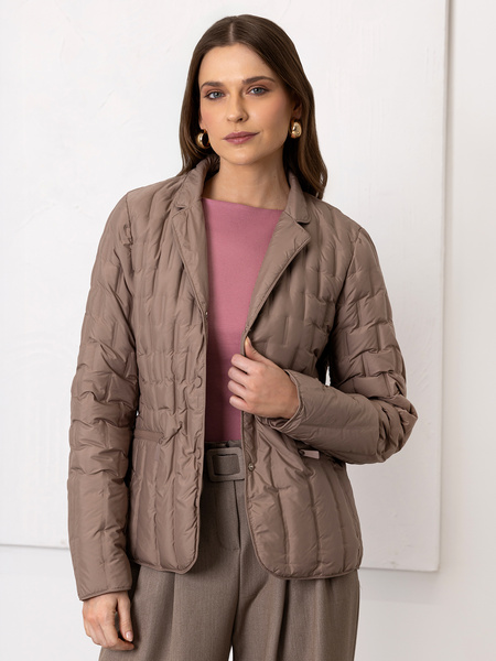 Beżowa lekka kurtka puchowa pikowana