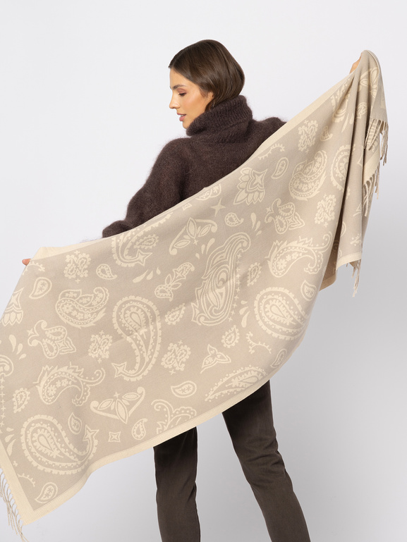 Beżowy szal w jasno beżowy wzór