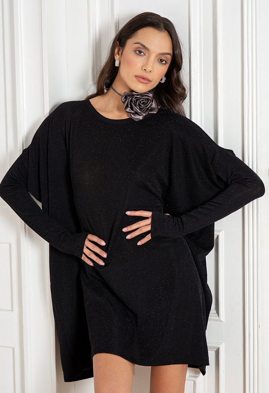 Grafitowy choker z kwiatem