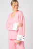Różowa bawełniana bluza z koszulowym mankietem Callie