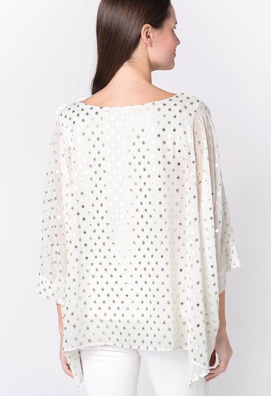 Bluzka z szyfonu w złote grochy Oviedo