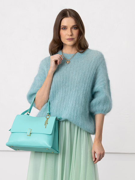 Sweter mocherowy w prążek miętowy