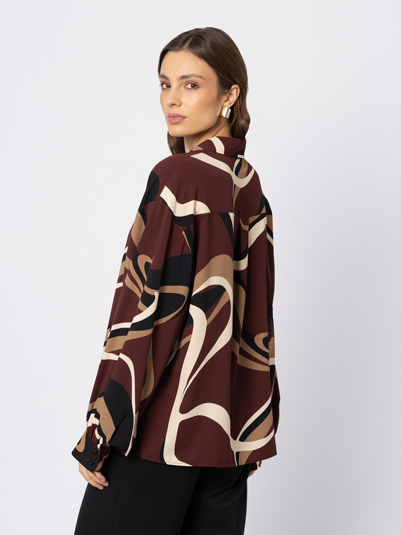 Brązowa koszula w geometryczny wzór Colmar