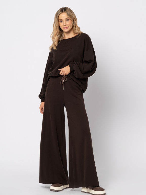 Szerokie spodnie dresowe Dark Choco