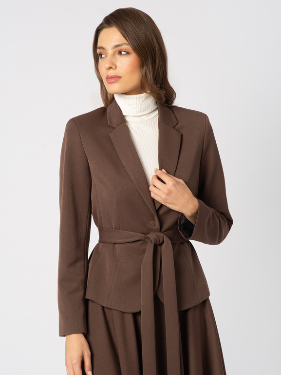 Brązowa marynarka z paskiem Justine