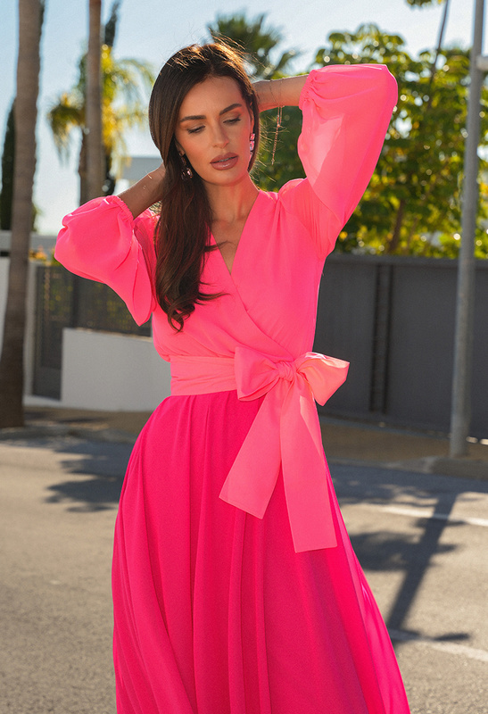 Sukienka szyfonowa róż z fuksją Sydney