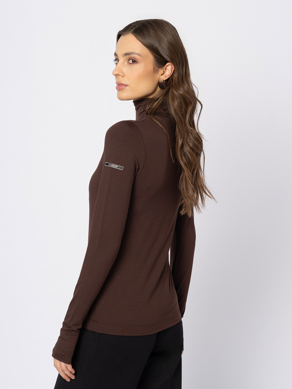 Gładki golf w kolorze czekolady Coline