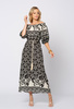 Sukienka w czarno-ecru wzory hiszpanka wiskoza z lnem Cheri