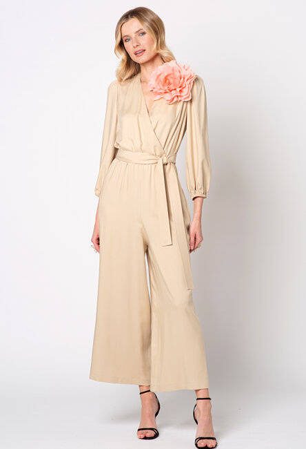 Beżowy kombinezon z wiskozy Vilaflor