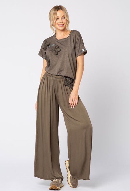 Wiskozowe czekoladowe spodnie