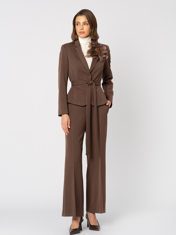 Brązowa marynarka z paskiem Justine