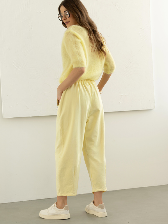 Żółty sweter moherowy z krótkim rękawem