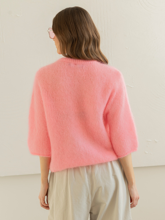 Sweter moherowy fluo róż