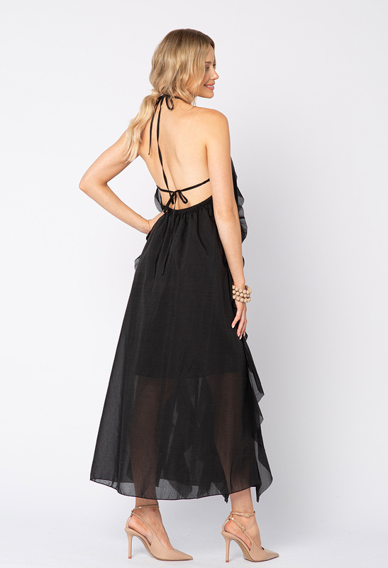 Długa czarna sukienka z tencelu