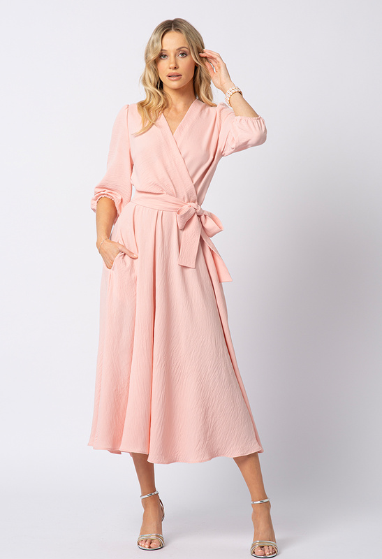 Morelowa midi sukienka z paskiem Ophélie