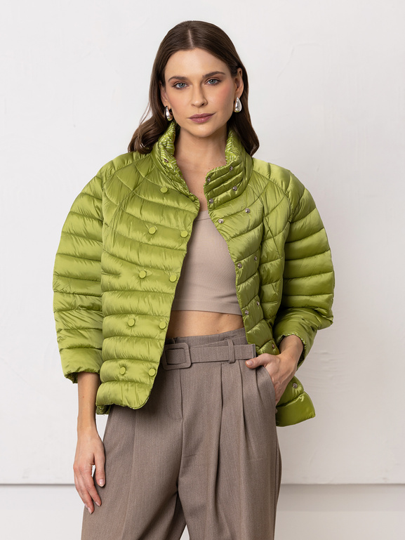 Kurtka pikowana ze stójką zielona