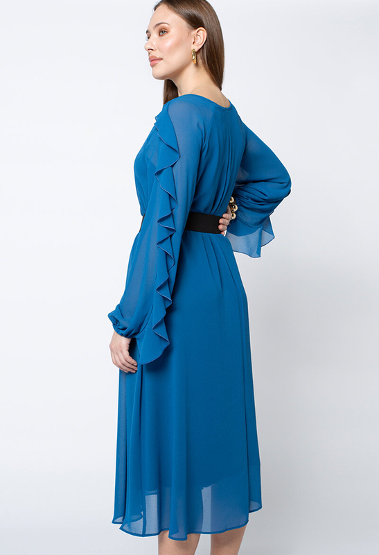 Sukienka z szyfonu w kolorze petrol blue Claire