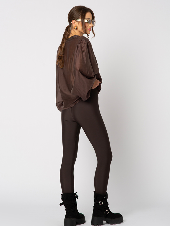 Brązowe legginsy z zapiętką